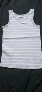 Gap Kids Purple/White Stripe Lace Trimmed Tank Top Girl's Size  L / 10 - Picture 1 of 3