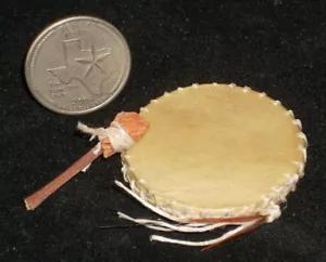 Leather Drum Mini Southwest Native American Indian Style 1:12 Instrument #TH0004 - Picture 1 of 1