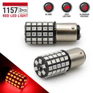 Syneticusa 2x 1157 LED Red Stop Brake Tail Light Parking Bulbs High Power 50w - Picture 1 of 7