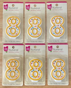 Lot of 6 Cake Mate 3 Inch Birthday Party Candle - Number 8 Candles LBB76 - Picture 1 of 4