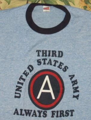 Camiseta De Colección Ejército de Estados Unidos Azul Tri Mezcla Rayón Timbre Pequeña S Foto 1 de 3