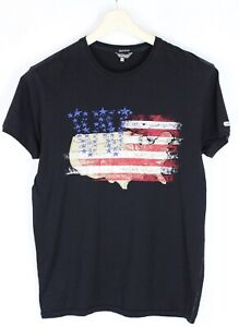 WRANGLER Regular Fit T-Shirt Men MEDIUM Short Sleeve Crew Neck USA Flag Print