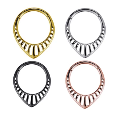 1,2mm Silber Rosegold Ornament Clicker Segment Ring Aztek Design Septum Ohr Boho - Bild 1 von 4