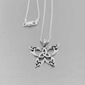 Sterling Silver Celtic Butterfly Necklace, Celtic Necklace, Silver Necklaces - Picture 1 of 7