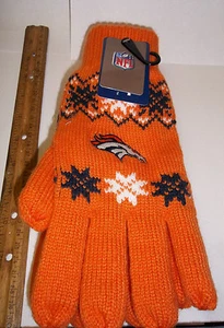DENVER BRONCOS Orange NFL The Lodge GLOVES Adult Mens Size Game Christmas Party - Picture 1 of 5