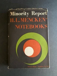 Minority Report, by H.L. Mencken - 1956 - 1st Edition, Vintage Hardcover Book DJ - Picture 1 of 12