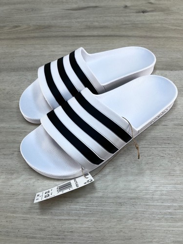 Adidas Adilette Aqua Uomo Slides Bianco Nero Sandalo (F35539) Unisex Taglia 12 NUOVO