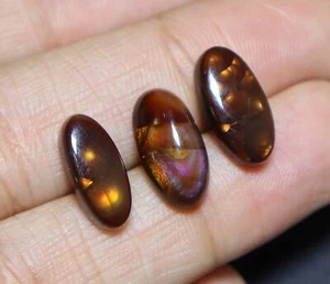 3.Piece Natural Mexican Fire Agate Cabochon Oval Loose Gemstone Smooth Cabochon - Picture 1 of 5