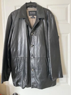leather coat mens large pre owned - Image 1 of 4