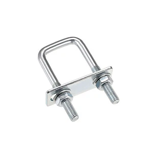 4 Set Square U-Bolts 25mm Inner Width Carbon Steel M8 with Nuts Plate Washers - Picture 1 of 4