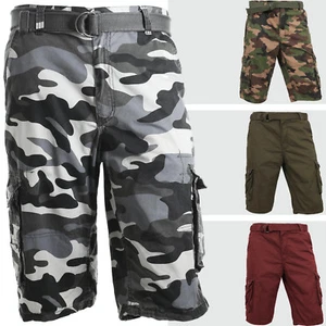 Pantaloncini cargo da uomo con cintura grandi taglie casual pantaloni da lavoro mimetici pesca estiva - Foto 1 di 44
