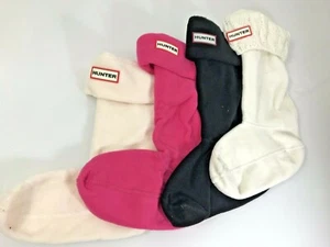 HUNTER Boys Girls Fleece Welly Boot Socks Choose Cable Creme Black Pink NIB - Picture 1 of 6