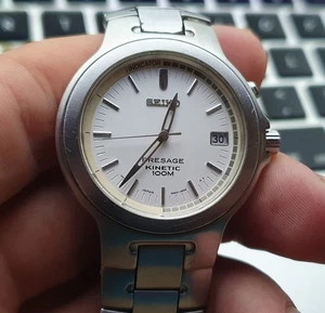 Seiko Presage Kinetic 100M 38mm St. Steel 5M62-0B80 Rare Men Watch Uhr Montre - Picture 1 of 8