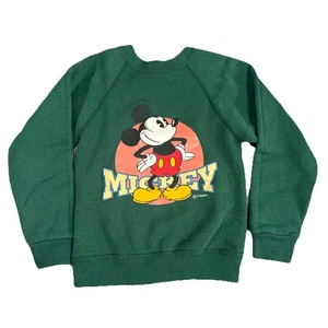 Green Vintage Mickey Mouse Crewneck Sweatshirt Youth Size Small Disney Kids - Picture 1 of 10