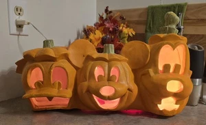 Decoración de calabaza iluminada vintage de Disney 1995 RARO Donald Mickey Mouse Goofy - Imagen 1 de 14