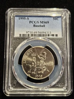 1995-S US Atlanta Olympic Baseball Commemorative Half Dollar PCGS MS69 - Image 1 of 4