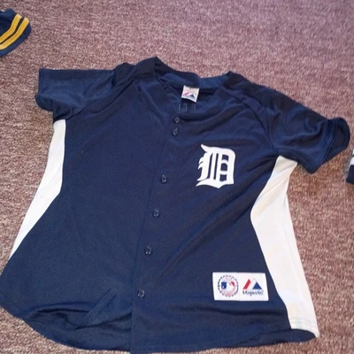 Majestic Blue Justin Verlander Detroit Tigers Baseball Jersey Youth xl 18 20 - Image 1 of 4