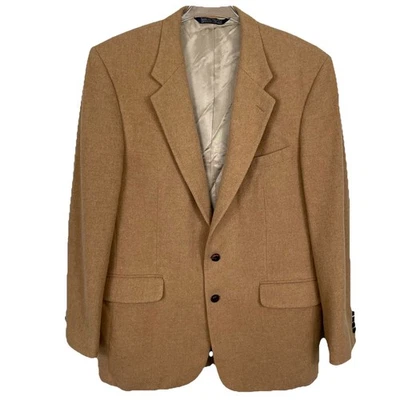 Vtg Lands End Camel Hair Wool Sport Coat Blazer Mens 44L Tan Preppy Business - Image 1 of 4