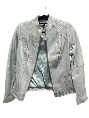Chaqueta de Cuero GILI Talla 6, Nueva Azul Cielo Foto 1 de 4