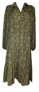 Umgee Sz 1XL Womens Green Floral Lagenlook Boho Cottagecore Prairie Maxi Dress - Picture 1 of 3