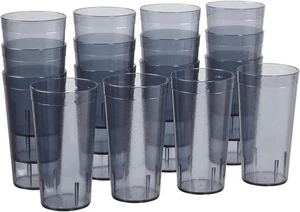 Cafe Plastic Reusable Tumblers (Set of 16) 20-Ounce Water Cups in Grey | Value S - Picture 1 of 12