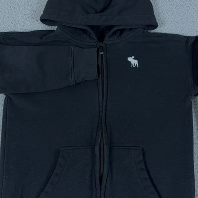 Abercrombie & Fitch Hoodie Boys 11/12 Black Relaxed Fit Full Zip Sweatshirt Y2K - Image 1 of 4