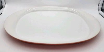 Rachael Ray Oval Platter Serveware Serving Plate White Orange Bottom 14" x 10" - Image 1 of 4