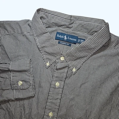Ralph Lauren Classic Fit Check Button Down Long Sleeve Shirt 3XB Black White - Image 1 of 4