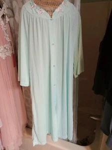 VINTAGE SHADOWLINE LINGERIE robe  BUTTON FRONT Full Length EMBRODERY S Blue  - Picture 1 of 7