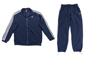 Adidas Performance Essentials Blue Three Stripe Matching Tracksuit Set Sz L - Picture 1 of 7