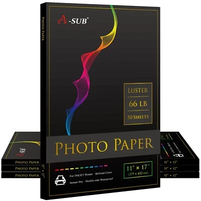 A-SUB Premium Luster Photo Paper 11X17 200 Sheets 66lb for Inkjet Printers Bulk - Image 1 of 4