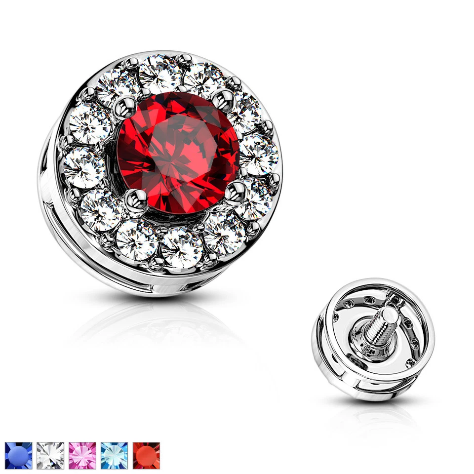 Double Tired CZ Internally Threaded 5 mm Dermal Anchor Tops 14G  - Image 1 of 1