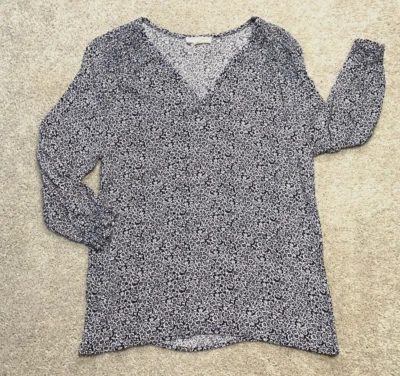 Christian Siriano Peasant Blouse Womens M Navy Floral Cottagecore Bloomcore - Image 1 of 4