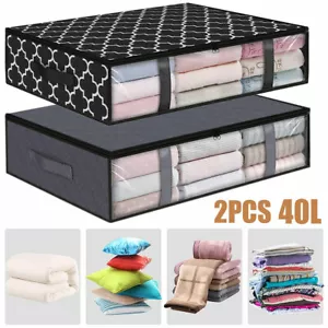 2pcs Organizer Under the Bed Storage Bags 40L Container Box for Clothes - Picture 1 of 17