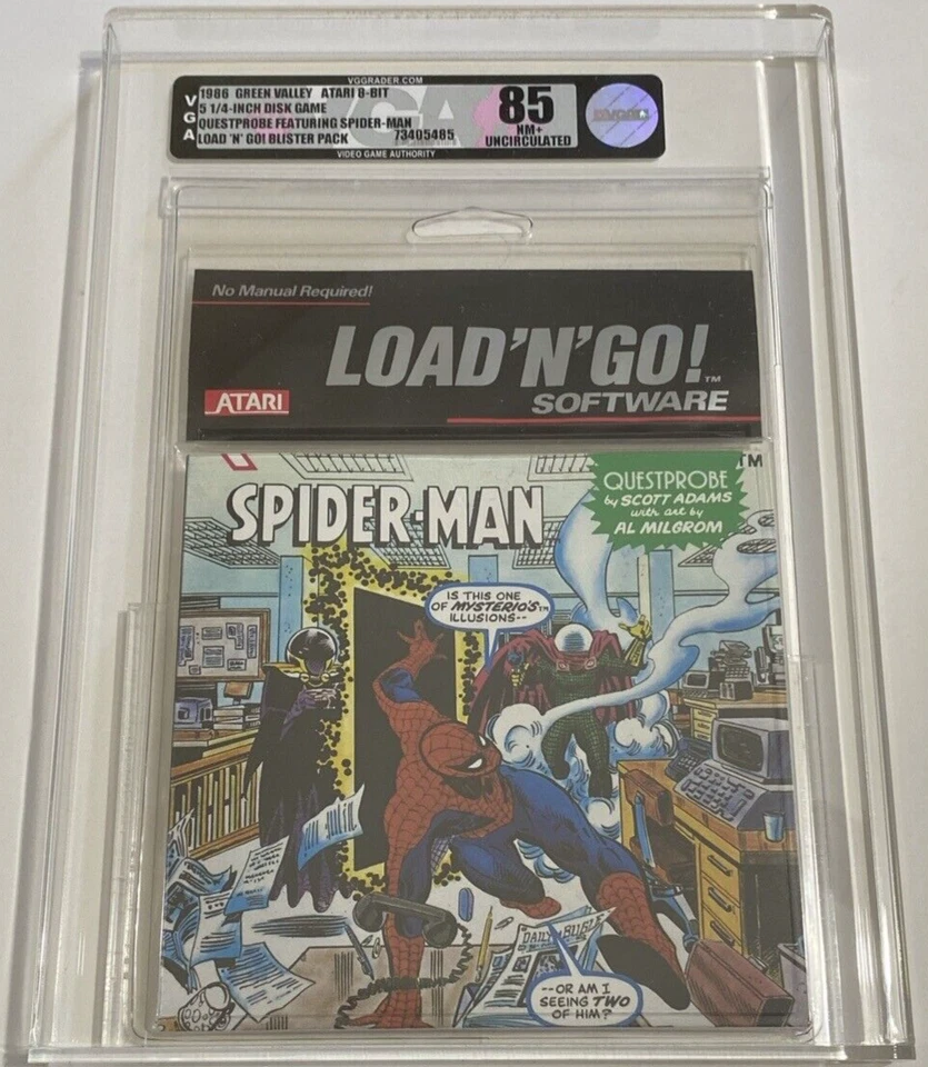 VGA 85+ SEALED Spider-Man Load 'N' Go Artwork by Al Milgrom Atari PC Questprobe - Image 1 of 4
