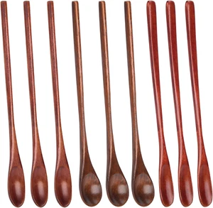 9-Piece Wooden Honey Spoon Set for Coffee, Jam, and Dessert Stirring - Picture 1 of 6