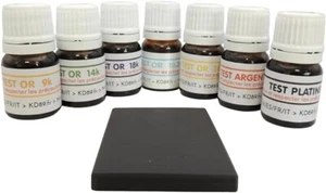 7 Réactifs Rechts Tester Gold 9k 14k 18k 19.2 24k +Silber+Platin + Stein Key - Bild 1 von 6