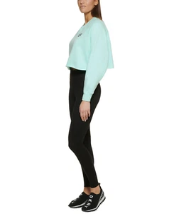 DKNY Sport Lightweight Soft Pullover Sweatshirt Cropped with logo Aqua  L NWT - Picture 1 of 6