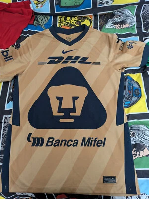 Pumas Unam Jersey Mens Small Gold Blue Nike 2020/21 Third Kit Soccer Football - Image 1 of 4