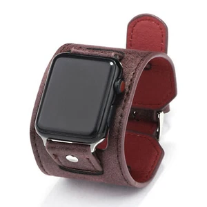 Leather Cuff Band Strap For Apple iwatch Series 6 5 4 3 2 1 mm 42/44mm New - Picture 1 of 6