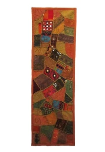Antique Katchi Indian Patchwork Tapestry Mirror Rug Vintage Hand Embroidered - Picture 1 of 10