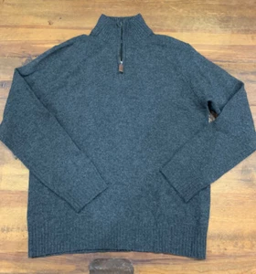 Suéter para hombre J Crew Factory 1/4 con cremallera 100 % lana de cordero gris oscuro talla mediana Usado en excelente estado - Imagen 1 de 4