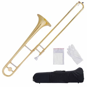 NEUB flache Posaune gold Messing mit Mundstückkoffer Handschuhe für Anfänger Schüler - Bild 1 von 8