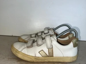 VEJA LADIES WHITE HOOK & LOOP LOW TOP TRAINERS SHOES UK SIZE 5 EUR 38 K26 - Picture 1 of 7
