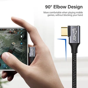 10pcs Type C USB 3.1 100W 5A PD Braided Cable Data Fast Charging Cord 90 Degree - Picture 1 of 12
