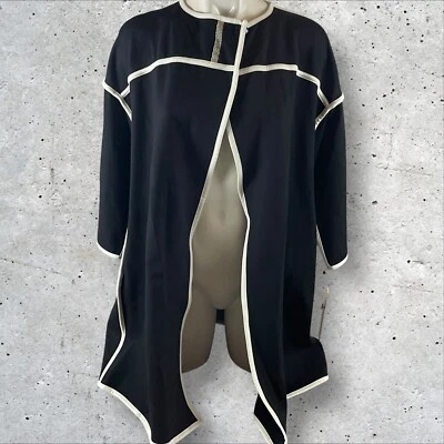 Chaqueta IC by Connie K Talla Mediana Negra Blanca Plata Cuello 1 Botón NUEVA T246 Foto 1 de 4