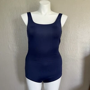 Lands End One Piece Swimsuit No Underwire Solid Dk Blue Size 12L 12 Long Tall - Picture 1 of 5