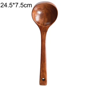 Long Handle Wooden Ladle Soup Porridge Spoon Kitchen Cooking TablewareTool Spoon - Picture 1 of 9