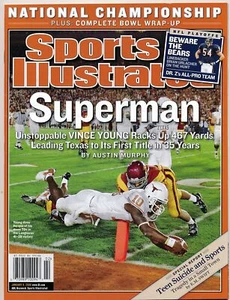 9 de enero de 2006 Vince Young Sports Illustrated sin etiqueta quiosco cuernos largos - Imagen 1 de 1