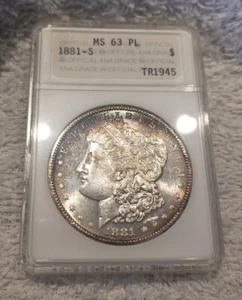 1881-S Morgan Silver Dollar MS-63PL Old ANA Holder PQ - Picture 1 of 4